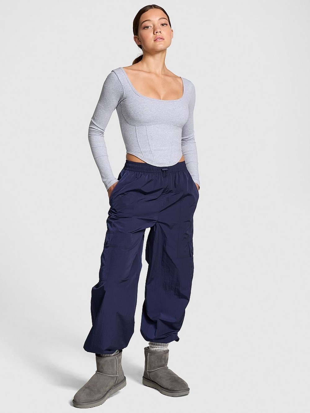 Women’s Navy Cargo Windbreaker Pants